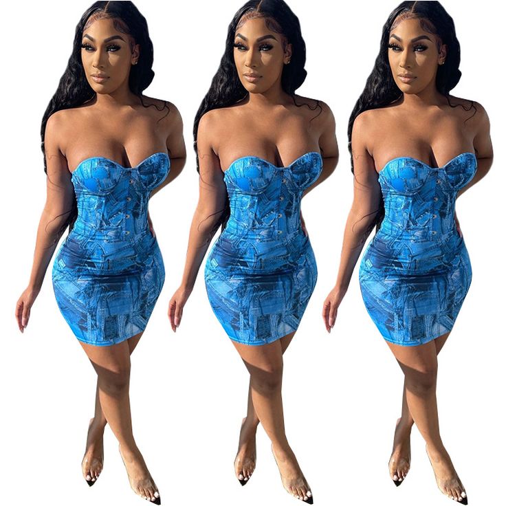 Women Sexy Print Off Shoulder Strapless Bodycon Mini Dress Bodycon Mini Dress, 1 Million, Off Shoulder, Mini Dress