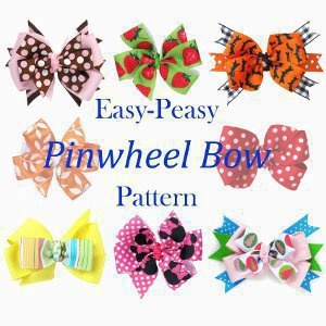 several bows are shown with the words easy - peay pinwheel bow pattern on them