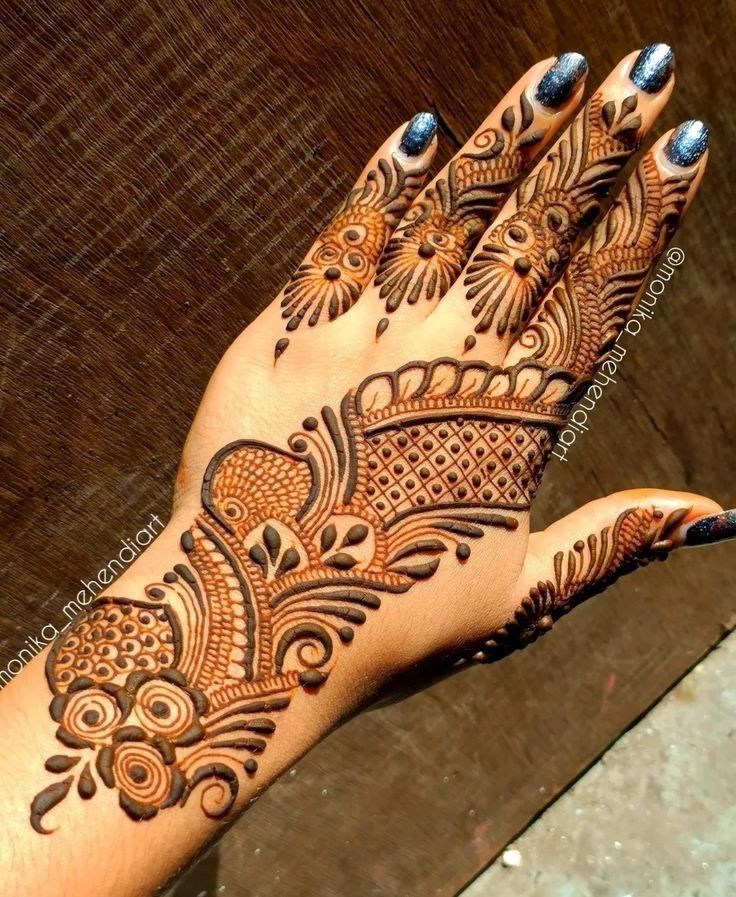 the hand is decorated with intricate designs