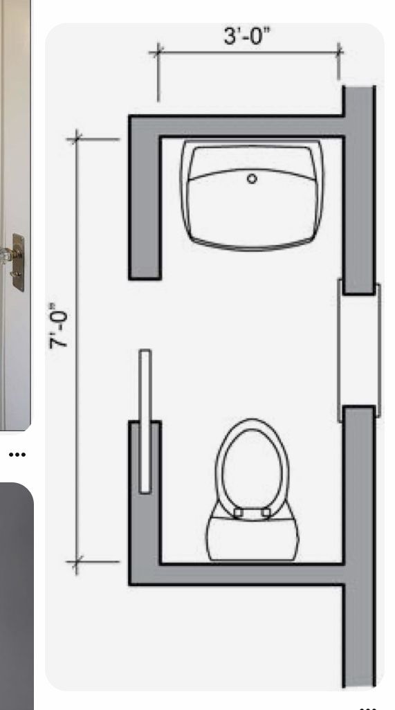 a bathroom with a toilet, sink and shower in the floor plan for each room