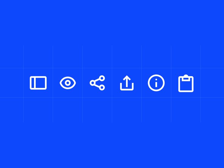 a blue background with white icons on it