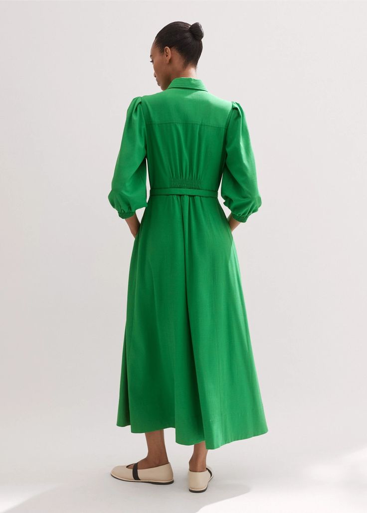 Shirt Maxi Dress Spring Green Green Button Down Maxi Dress, Green Buttoned Maxi Dress For Day Out, Green Button-up Maxi Dress For Fall, Green Button-up Maxi Dress For Daywear, Green Button-up Daywear Dress, Maxi Dress Spring, Shirt Maxi Dress, Ems Shirts, Ankle Sleeve