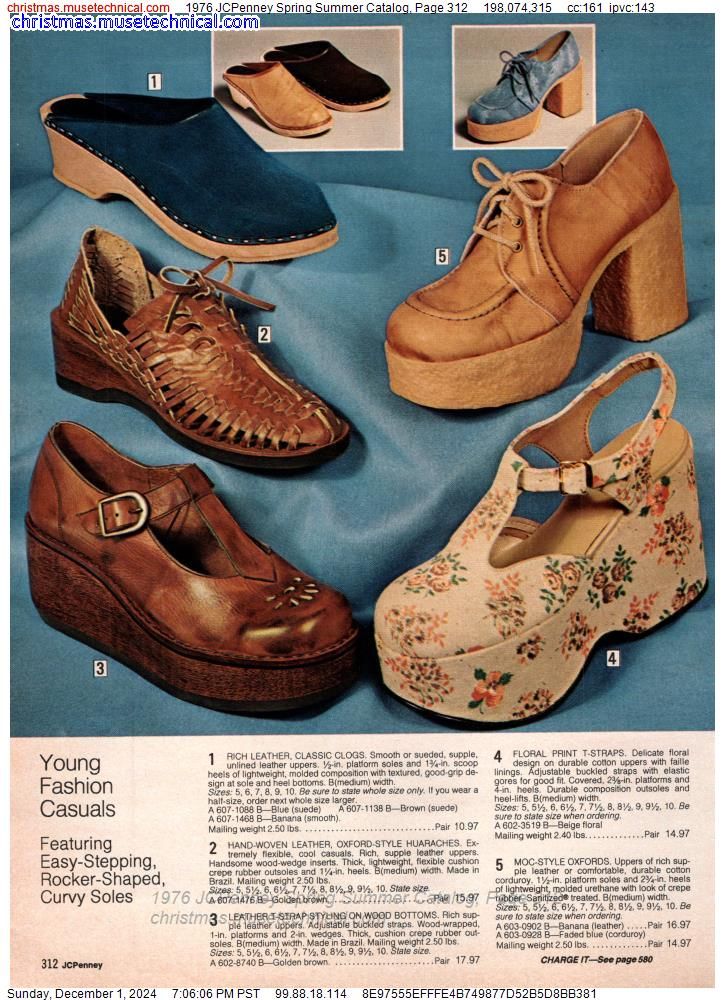 1976 JCPenney Spring Summer Catalog, Page 312 - Catalogs & Wishbooks 70s Footwear, 1970s Shoes, Earth Shoes, Merlot, 70s Fashion, Rocker, Clogs, 1970s, Wedges