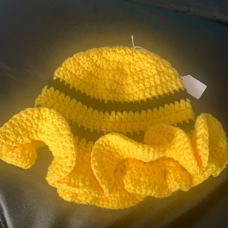 Brand New Crochet Hat Handmade By Me Yellow Yarn Crochet Hat, Yellow Crochet Hat For Vacation, Casual Yellow Crochet Hat With Wide Brim, Casual Yellow Wide Brim Crochet Hat, Yellow Yarn Crochet Beanie Hat, Yellow Crochet Hat For Spring, Casual Yellow Crochet Hat With Short Brim, Yellow Crochet Beach Hat, Yellow Crochet Hat For Summer, One Size Fits Most