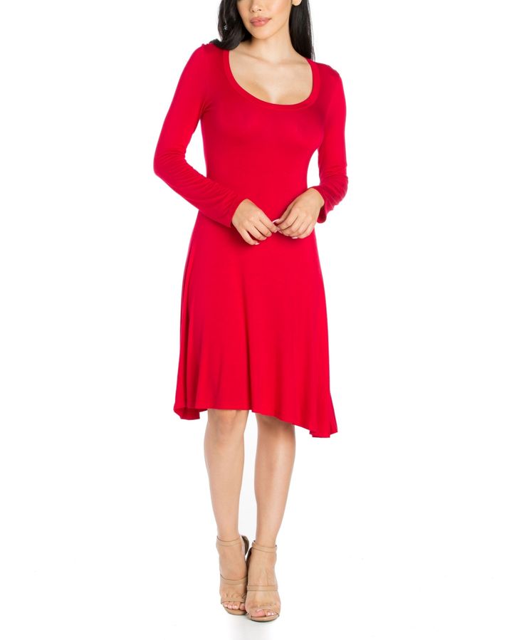 in stock Flared Mini Dress, Large Dresses, Jcpenney Dresses, Red Long Sleeve Dress, Mini Dresses Online, Business Casual Dresses, A Line Dresses, Flare Mini Dress, Midi Short Sleeve Dress