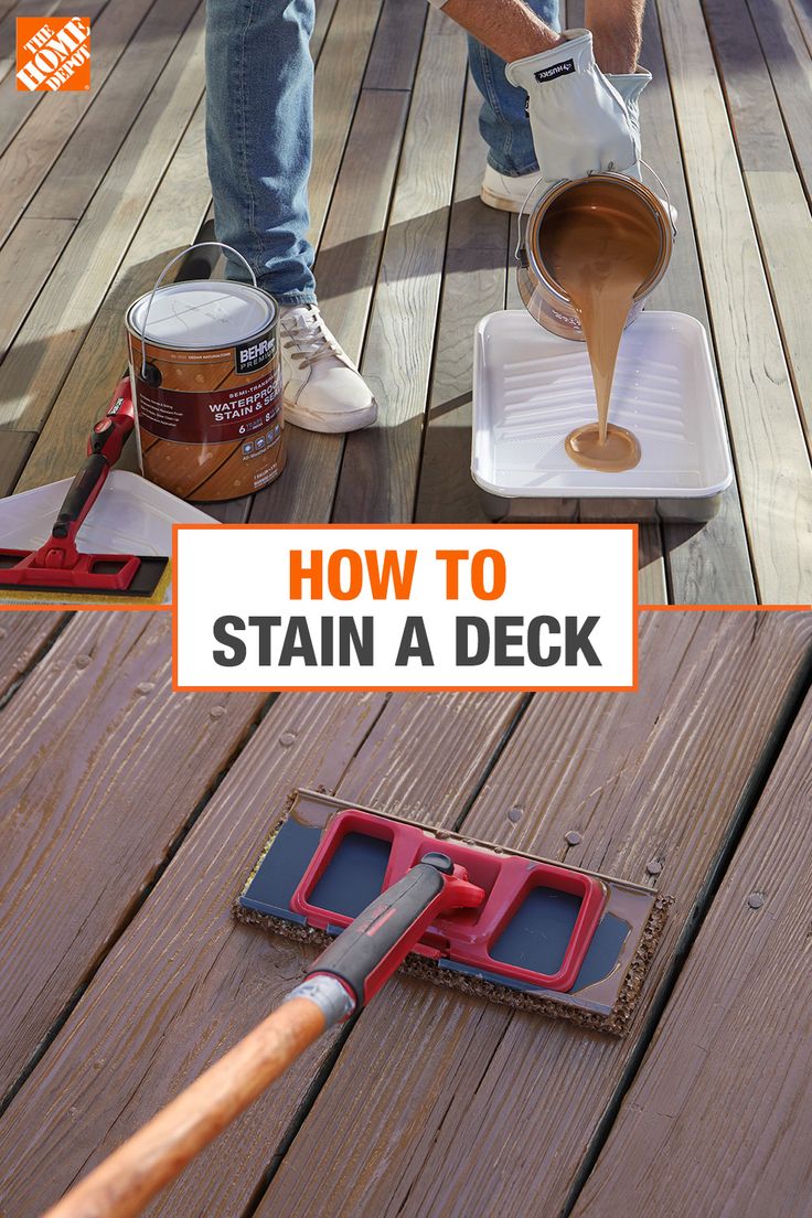 how to stain a deck with the help of a paint roller and a spatula