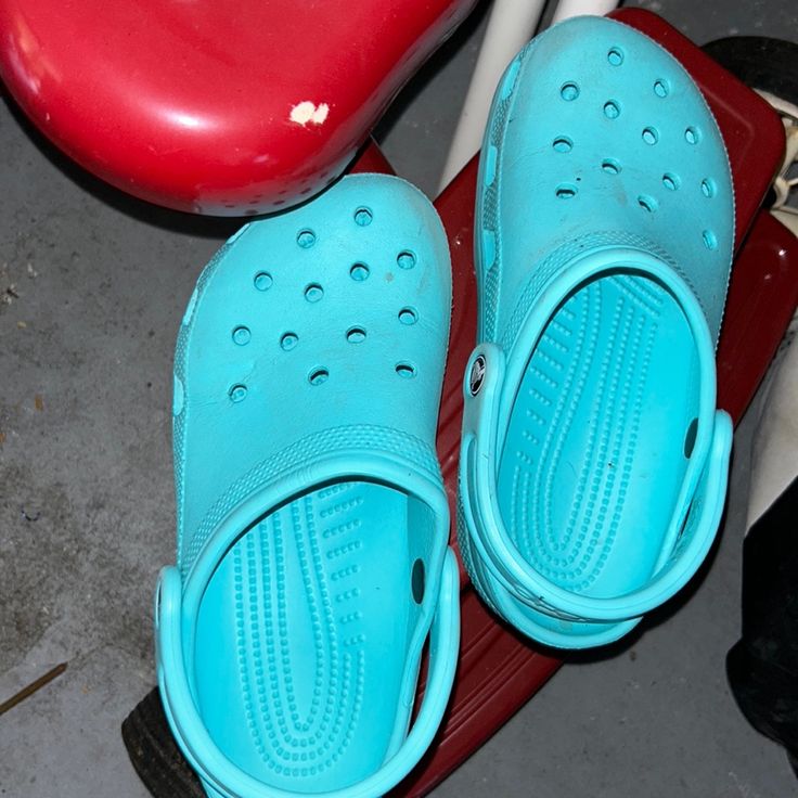 Great Condition. Loads Of Tred Still On The Bottom. They Look Unused Except The Bottoms! These Are The Classics!! Questions? Leave A Comment Below! G Women's Crocs, Crocs Classic Clogs, Crocs Shoes, Water Shoes, Turquoise Water, Clogs, Turquoise, Women Shoes, Blue