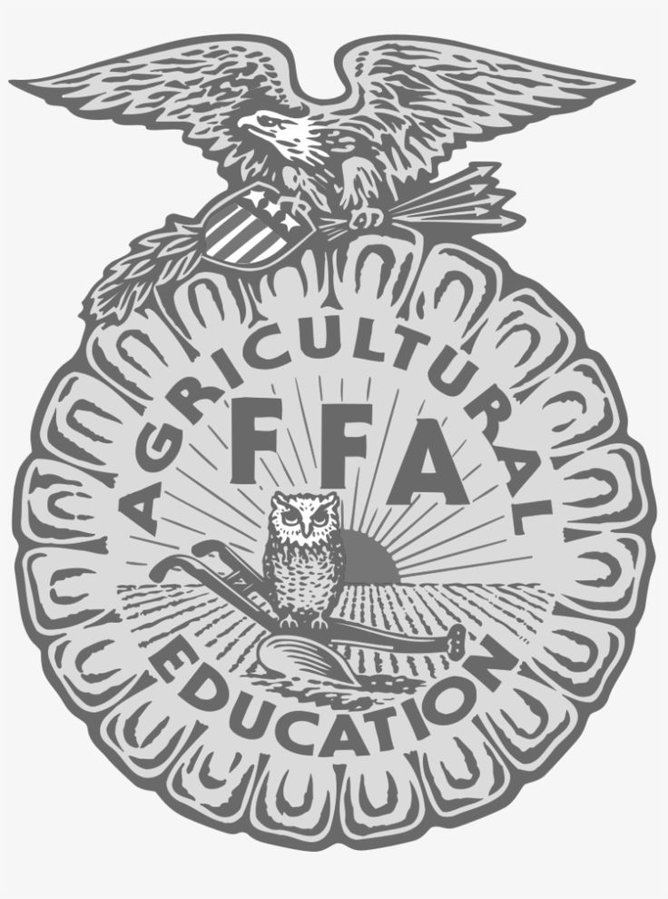 an eagle emblem with the words agricultural education written below it, in black and white