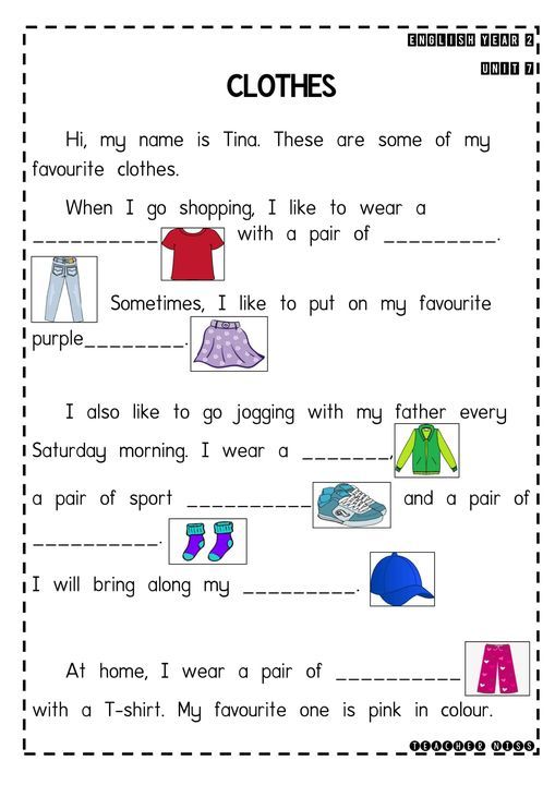 clothes worksheet for kids