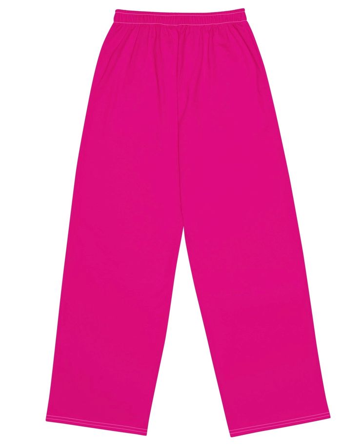 Get the comfort of pajamas in this stylish pair of wide-leg pants. With the adjustable waist and stretchy fabric, it’s like your favorite sweatpants but better. • Relaxed unisex fit • Practical side pockets • Elastic waistband with a white drawstring • Can be worn on the waist or on the hips • Premium knit mid-weight jersey fabric • 95% polyester, 5% elastane This product is made especially for you as soon as you place an order, which is why it takes us a bit longer to deliver it to you. Making Casual Solid Bottoms For Pajama Party, Casual Sleepwear With Elastic Waistband And Wide-leg Pants, Cotton Sweatpants With Elastic Waistband For Pajama Party, Wide Leg Sweatpants For Loungewear, Pull-on Style, Wide Leg Pull-on Sweatpants For Loungewear, Casual Pink Wide Leg Sleepwear, Cotton Sleepwear With Elastic Waistband And Wide-leg Pants, Pink Wide Leg Pants With Elastic Waistband For Loungewear, Pink Wide Leg Lounging Pants