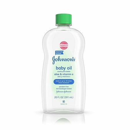 a bottle of johnson's baby oil on a white background