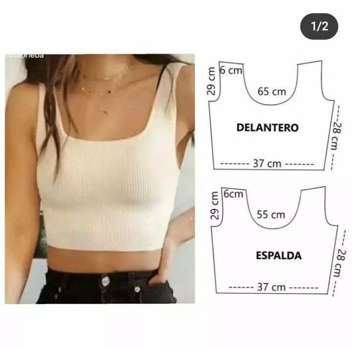 an image of a woman's cropped top with measurements and measurements for it