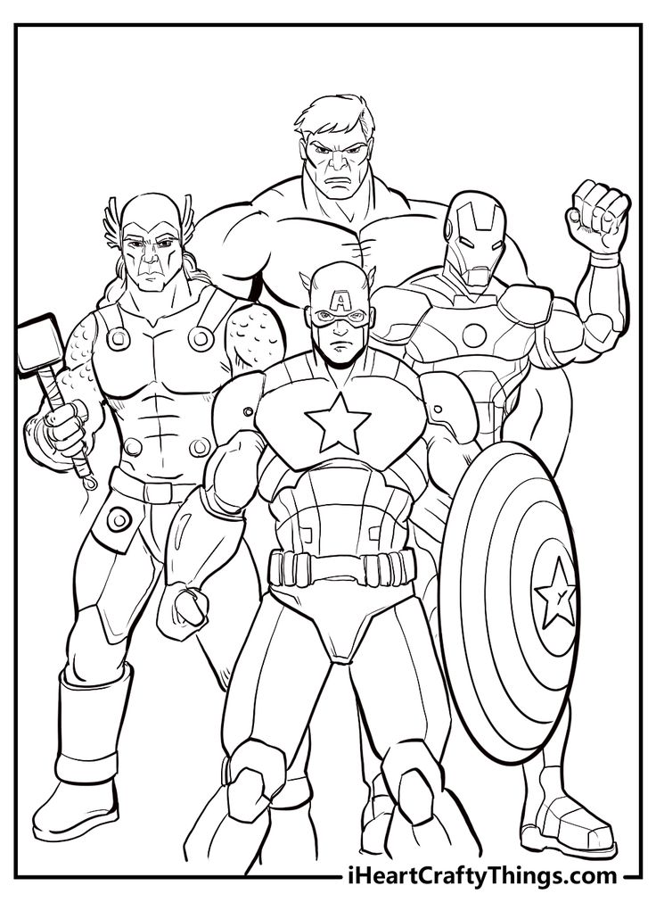 captain america coloring pages with the avengerss and iron man in black and white colors