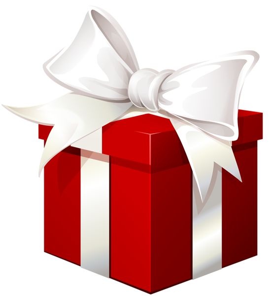 a red gift box with a white bow