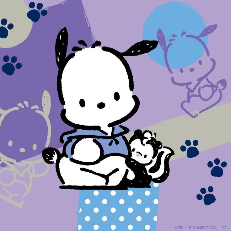 a drawing of a baby in a blue box with paw prints on the wall behind it