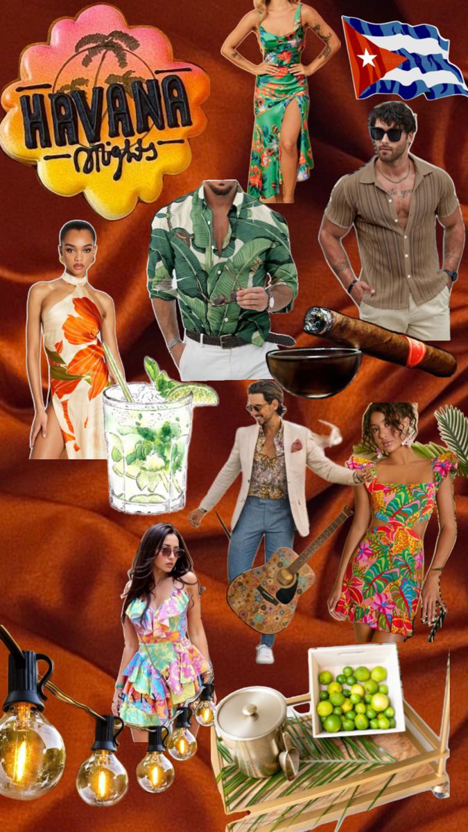 the collage shows many different people dressed in various outfits and colors, including oranges,