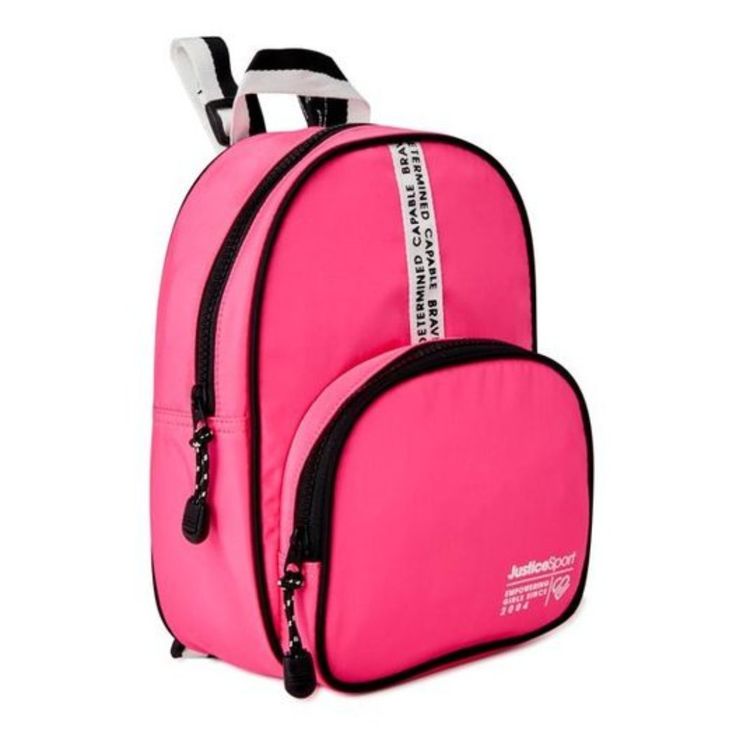 Dimensions: 8” W X 10” H X 3”D A Mini Bag Packs Maximum Style With Justice’s Jsport Mini Backpack! Designed With Cool Colors And Two Compartments Perfect For The Essentials. Dimensions: 8” W X 10” H X 3”D Zip-Around Closure Adjustable Shoulder Straps Logo At Front; Bungee Cord Zipper Pulls; One Zip Pocket At Front; Locker Loop Handle At Top One Main Compartment 100% Polyurethane With Mesh Wipe Clean Imported Jsport Mini Backpack For Kids From Justice Pink Functional Outdoor Backpack, Functional Pink Outdoor Backpack, Sporty Pink Backpack For School, Sporty Pink School Backpack, Sporty Pink Standard Backpack, Sporty Pink Backpack, Pink Standard Backpack For Sports, Functional Pink Sports Backpack, Pink Sports Backpack