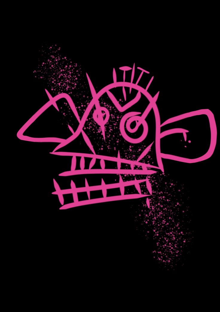 a black background with pink graffiti on the bottom half of it and an image of a face in the middle