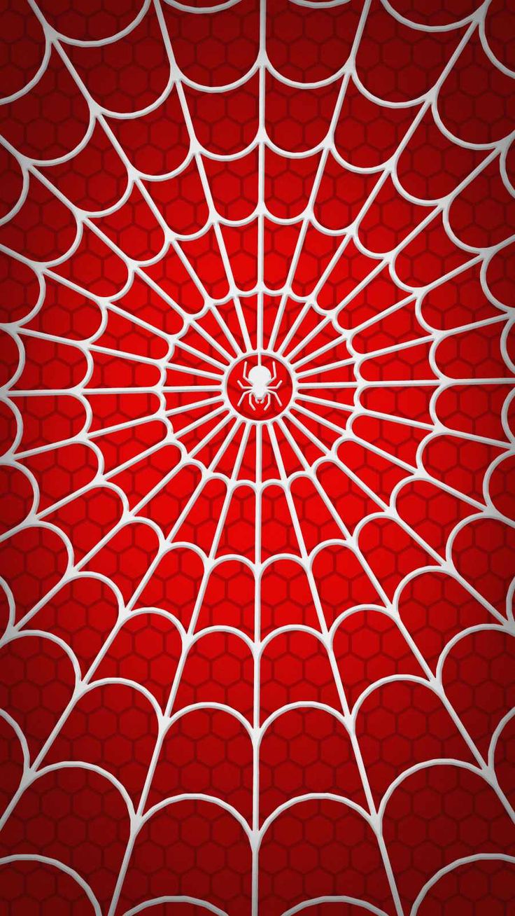 a red and white spider web pattern with the center section showing it's intricate design