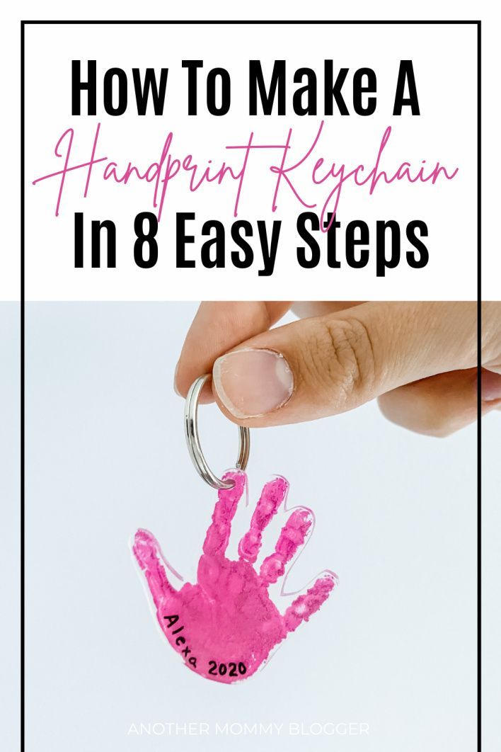 a handprint keychain that says how to make a handprint keychain in 8 easy steps