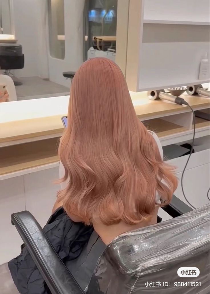 Ethereal Short Hair, Brick Orange Hair, Mill Tea Brown Hair, Pink Light Brown Hair, Milk Tea Pink Hair Color, Milk Tea Hair Color Pink, Boba Tea Hair Color, Strawberry Milk Tea Hair, Milky Hair Color