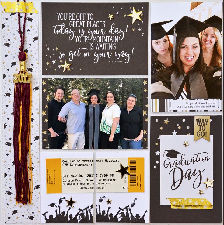 a scrapbook with graduation pictures on it