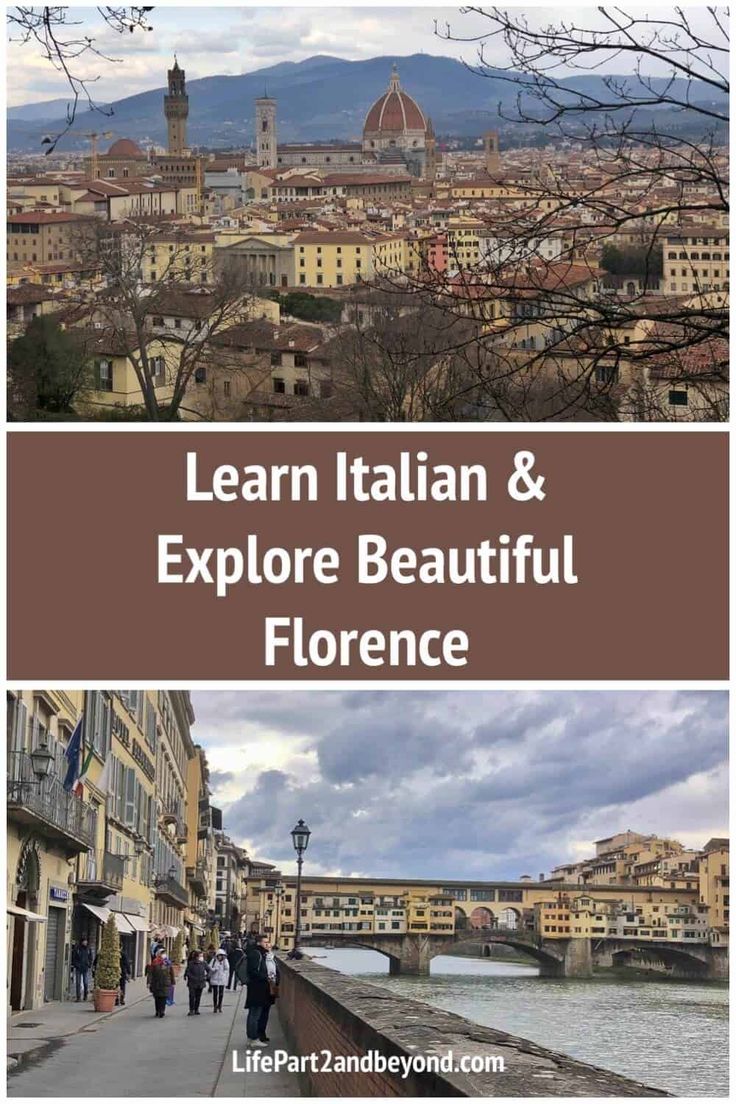 two pictures with the words learn italian and explore beautiful florence