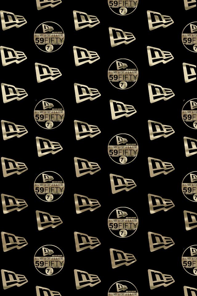 the new york yankees logo is shown on black and gold wallpaper with white letters