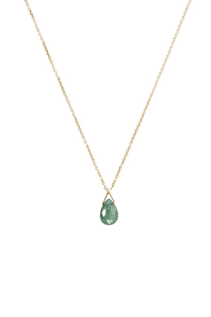 "WE ARE ON VACATION! Our workshop will be closed from the 6th until the 30th of August. Don't miss our \"while we are away\" special discount! \"A simple but elegant emerald pendant! May's birthstone, the emerald symbolizes rebirth. It has a deep, rich, beautiful green color. It is said to bring good fortune and youth to the person wearing it. An exquisite and thoughtful gift! Easy to wear all day long or on a special occasion for a chic and sophisticated look! Is it for you? Even better! Everyo Classic 14k Gold Emerald Necklace For May Birthstone, Everyday Yellow Gold Emerald Necklace For May Birthstone, Emerald Necklaces For Everyday Wear, May Birthstone, Emerald Necklace For Everyday Wear - May Birthstone, Emerald Gemstone Necklace With Briolette Shape, Emerald Briolette Necklace As A Gift, Everyday Emerald Necklace For May Birthstone, Emerald Necklace With Briolette Shape, Emerald Briolette Necklace For Gift