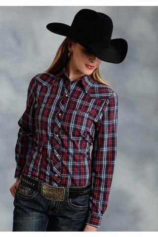 Roper Blue & Red Plaid Karman Special Styles Long Sleeve Urban Western Wear Yoke Embroidery, Urban Western, Western Style Shirt, Farm Clothes, Cowgirl Costume, Estilo Country, Rodeo Outfits, Western Outfits Women, Country Dresses