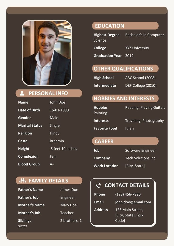 a professional resume template with an image of a man in a suit and tie on it