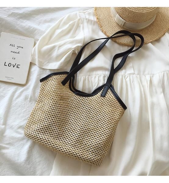 Straw Woven Fishnet Tote Bag with Inner Pouch, Retro Vibes, Summer Bag – Elena Handbags Summer Beach Looks, Everyday Shoulder Bag, Summer Bag, Aesthetic Clothing, Bag Canvas, Tropical Vacation, Beach Look, Summer 24, Designer Style