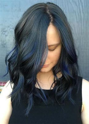 Turquoise Hair Color, Hair Color Ombre, Blue Black Hair Color, Denim Hair, Navy Hair, Blue Black Hair, Blue Ombre Hair, Dark Blue Hair, Black Ponytail Hairstyles