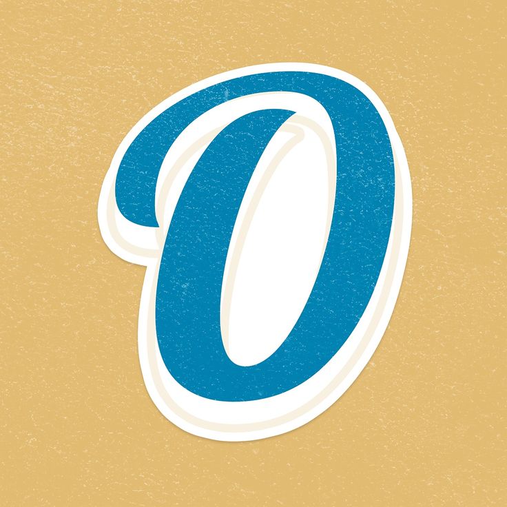 the letter o is made up of blue and white letters on a tan background with a black outline