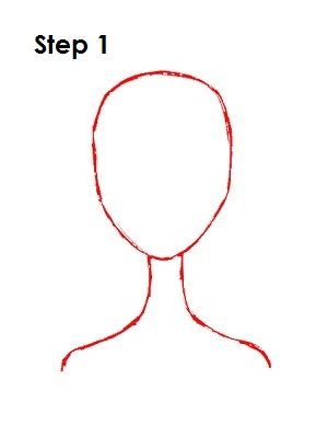 a drawing of a person's head with the words step 1 written below it