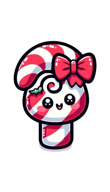 a candy cane with a bow on it's head