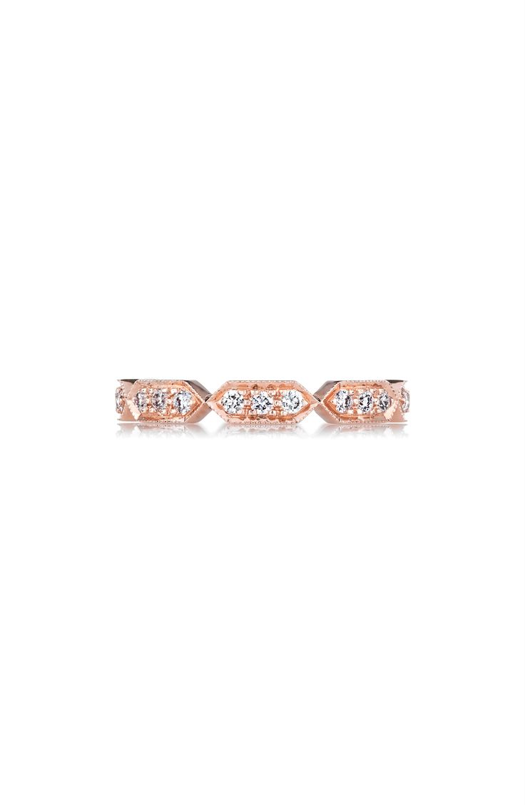 Celebrating love eternal, a band of 24 brilliant-cut diamonds in an Art Deco–inspired setting of 18-karat rose gold dazzles on its own or stacked with other rings. Style Name:Sethi Couture Art Deco Diamond Band Ring. Style Number: 5721405. Available in stores. Diamond Band Ring, Diamond Guide, Diamond Rings Bands, Art Deco Diamond, Art Deco Inspired, Diamond Band, White Diamonds, Diamond Bands, Brilliant Cut Diamond