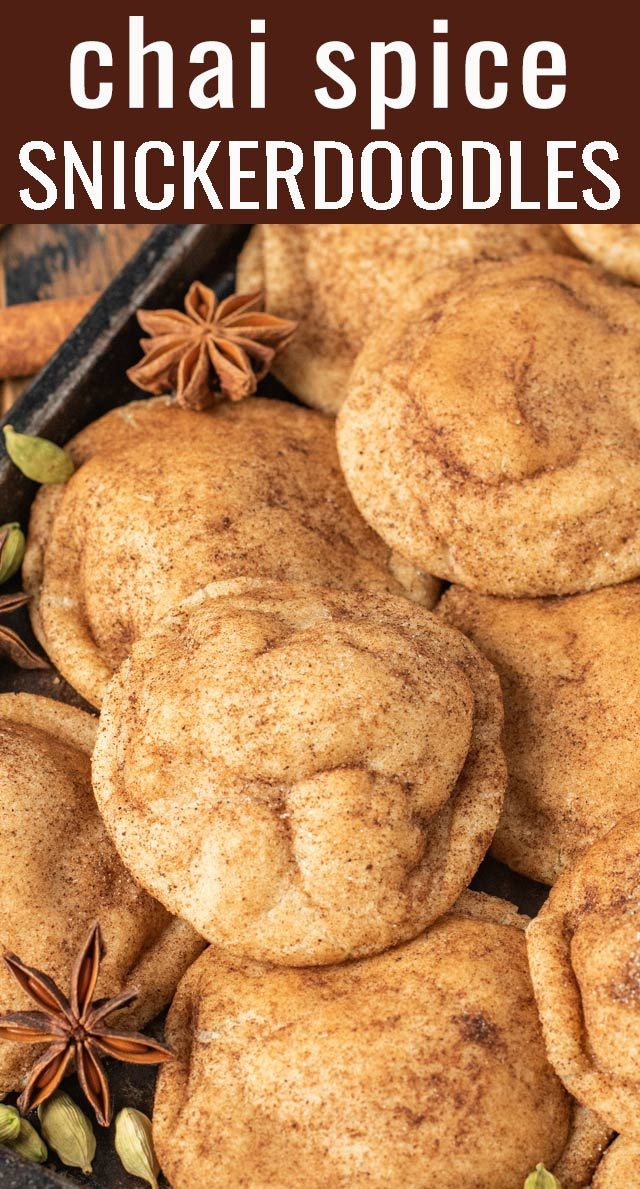 cinnamon spice snickkerdoodles on a plate with spices and star anise