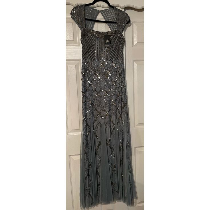 Purchased From A Poshmark Seller But The Event I Was Going To Got Canceled. Elegant Gown With Beautiful Bead Work Embellished Silver Gown For Party, Silver Embellished Gown For Party, Silver Embellished Party Gown, Gray Embellished Evening Dress For Gala, Embellished Gray Evening Dress For Gala, Silver Sequined Evening Dress For Mother Of The Bride, Silver Embellished Sequin Dress For Prom, Silver Embellished Mother Of The Bride Dress For Party, Silver Embellished Dress For Mother Of The Bride