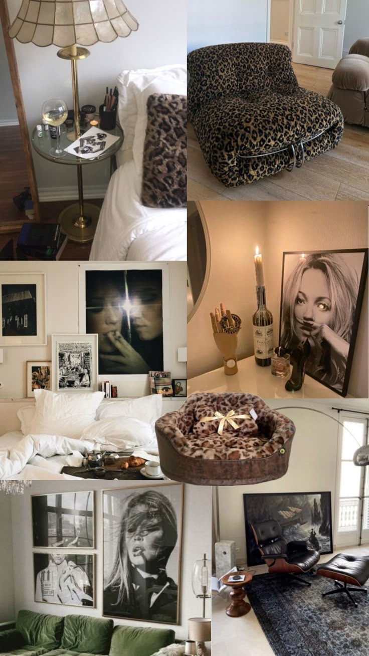 a collage of photos with pictures and furniture