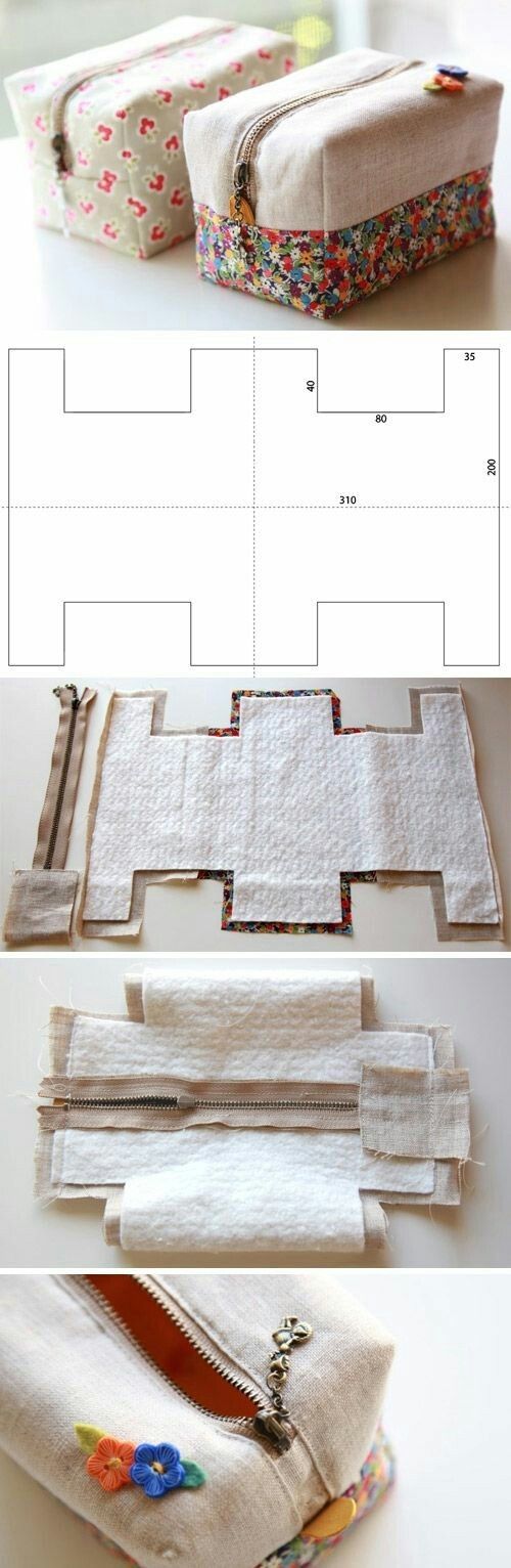 three pictures showing different ways to sew fabric