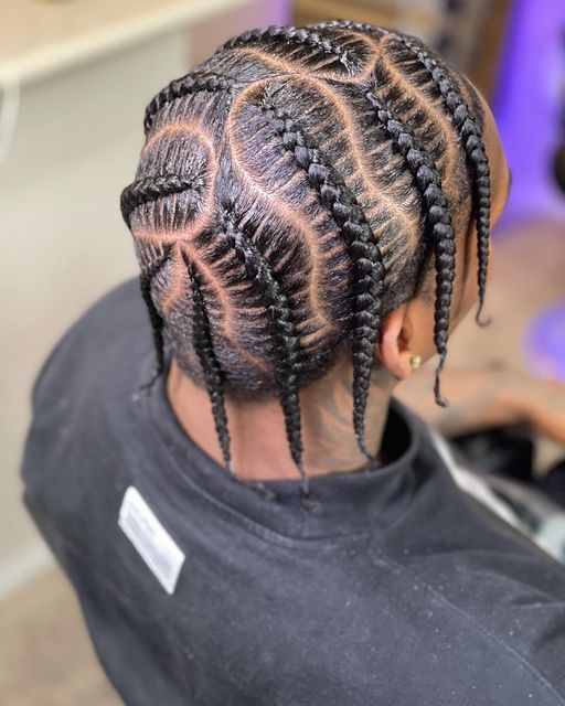 Plat Styles For Men, Braids To The Side Men, West Coast Braids, Braids For Guys With Short Hair, Popsmoke Braids Men, Popsmoke Braids On Men, Horizontal Braids, Men’s Braided Hairstyles, Mens Braids Hairstyles Cornrows Design