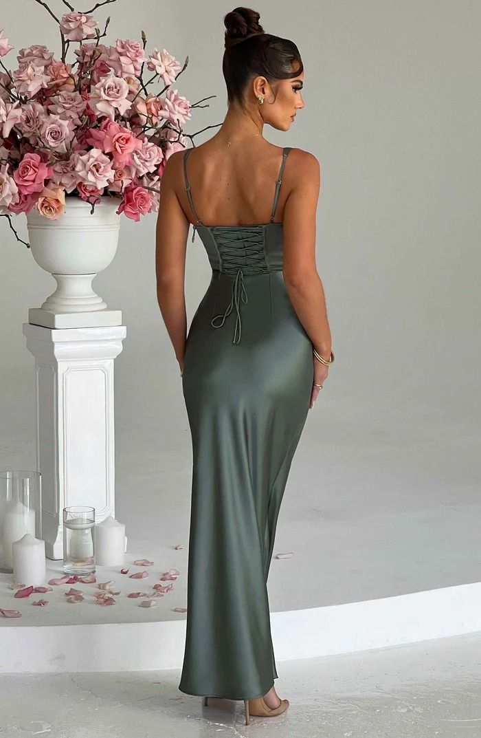 Shae Maxi Dress - Sage – BABYBOO Elegant Corset, Dress Curvy, Long Sleeve Bridesmaid Dress, Dresses Flowy, Classy Prom Dresses, Dresses Green, Fit And Flare Skirt, Maxi Dress Sale, Sleeveless Dresses