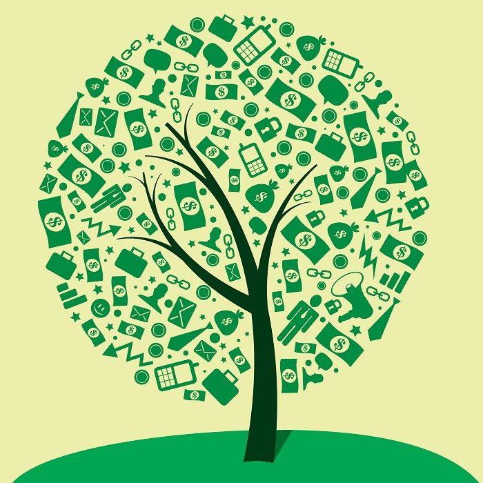 a green tree with many icons in it