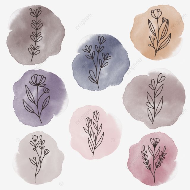 six different types of flowers drawn on watercolor paper, hand painted, flower png and psd