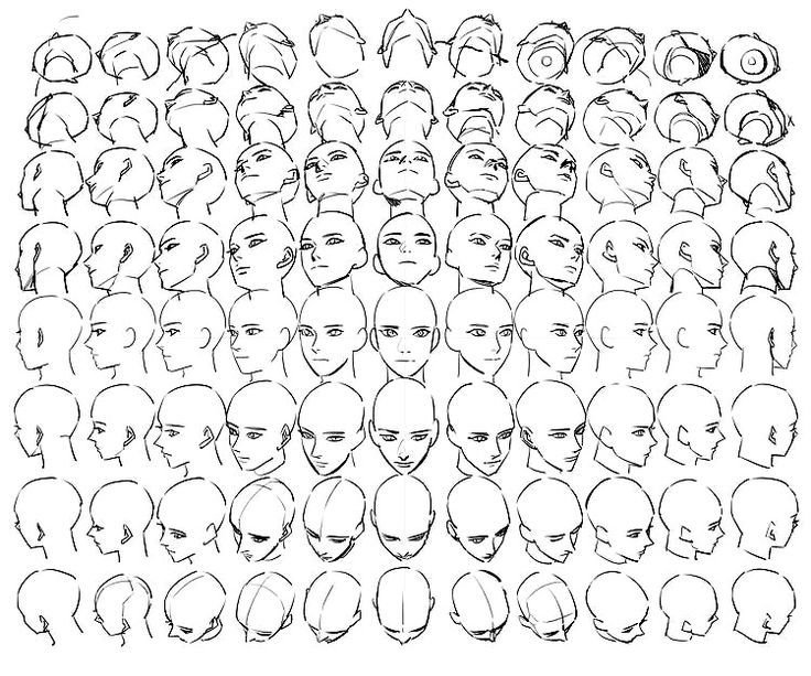 a large group of people's heads drawn in black ink