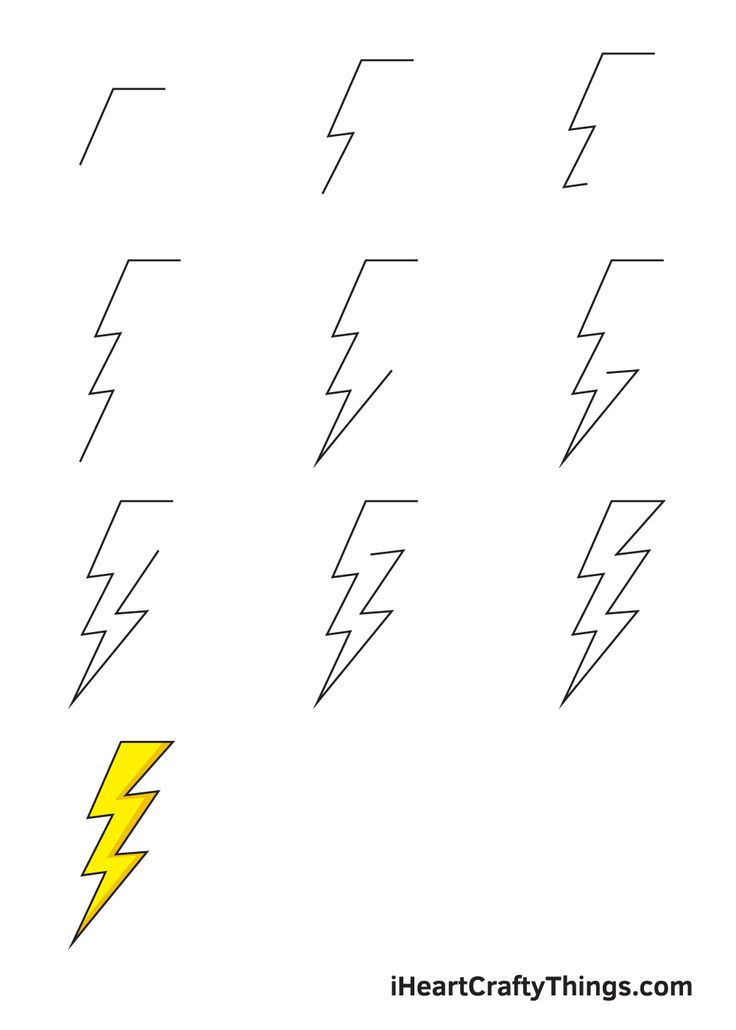 how to draw lightning bolt step by step