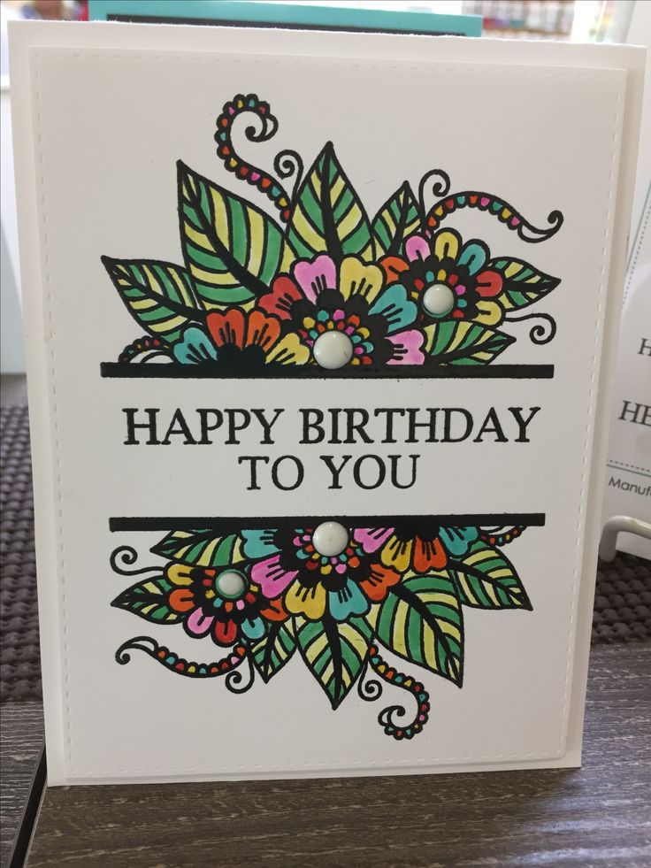 a happy birthday card with flowers on it