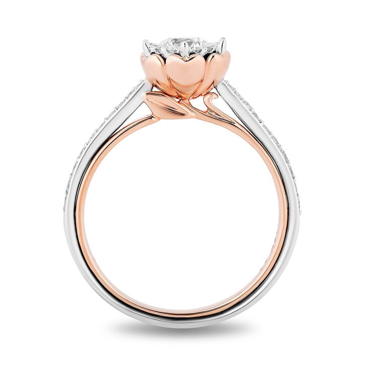 A shimmering diamond haloed by more diamonds act as the centerpiece of this majestic ring. Inspired by Belle, this Enchanted Disney Fine Jewelry 14K white gold and rose gold ring has an impeccable beauty perfect for the love of your life. It shimmers with sophistication and glows with grace. It has a timeless character that charms whoever sees it. Let this ring be the fine jewelry that will hold your promise of forever. Disney Engagement Rings, Enchanted Disney, Enchanted Disney Fine Jewelry, Disney Belle, Disney Fine Jewelry, Halo Engagement Rings, Pretty Rings, Shop Engagement Rings, Bridal Set