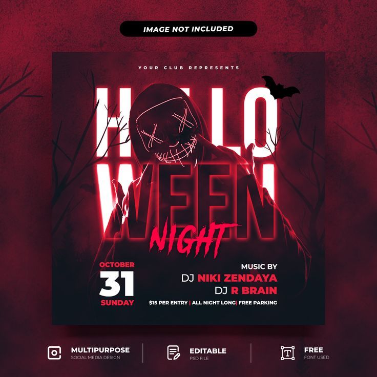 a flyer for a halloween party with an image of a creepy man in the background